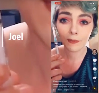 presenting as she about to take an estrogen shot